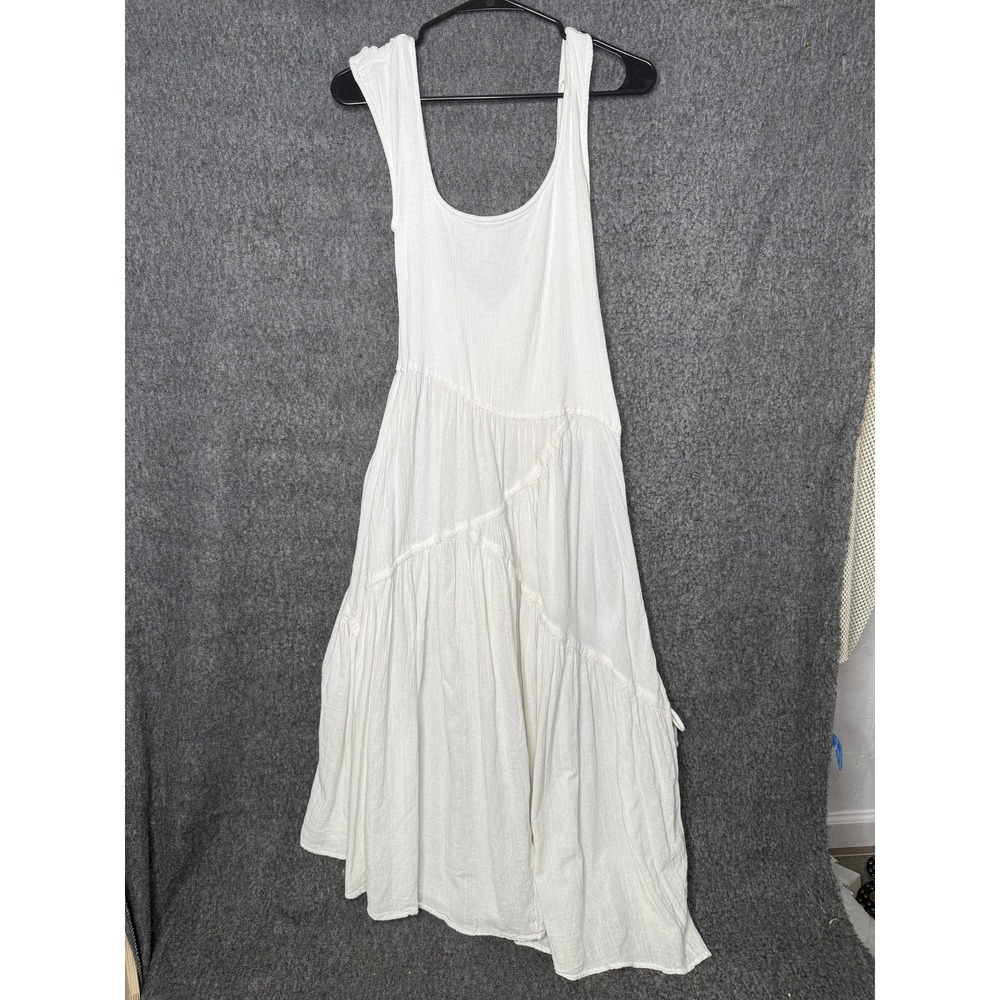 Free People Dress Womens XS White Sleeveless Tiered Maxi Trapeze Boho Sundress
